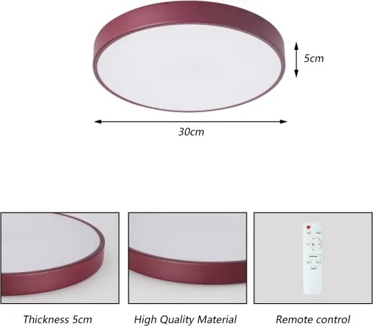 Brilagi-LED dimmerabile plafoniera POOL LED/36W/230V 3000-6000K 30 cm bordeaux+telecomando