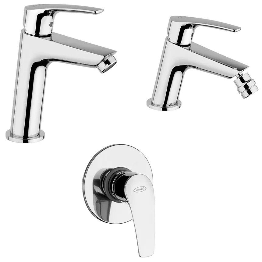 Lavabo medio e bidet con incasso doccia Lucente Jacuzzi Rubinetteria in set