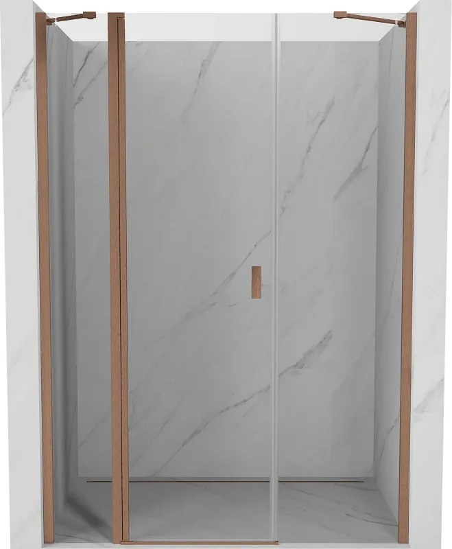 Mexen Mist porta doccia a battente 140 cm, trasparente, rame spazzolato - 8A4-140-001-65-00