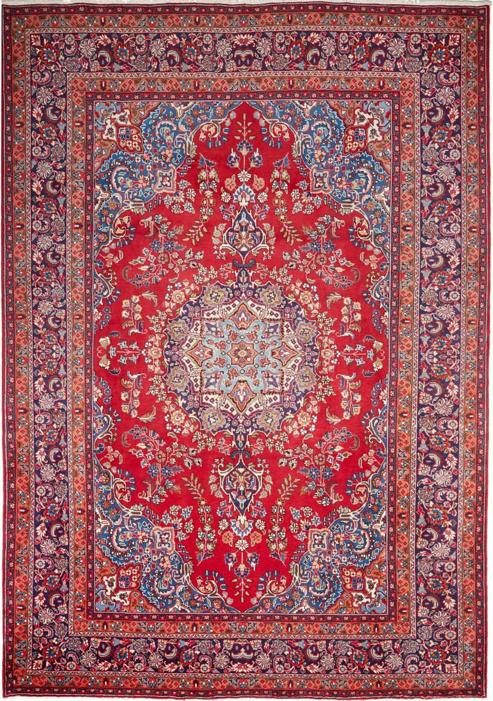 Mashad Tappeto 340 x 240 Rosso (Iran) Annodato A Mano