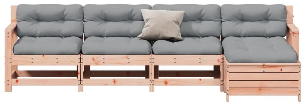 Set divani giardino 5 pz con cuscini legno massello di douglas
