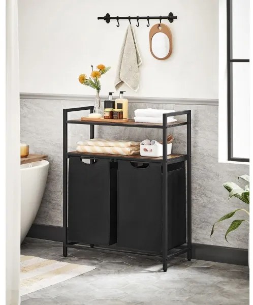 Cesto porta biancheria REX marrone/nero