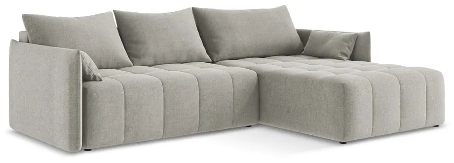 Divano angolare grigio chiaro allungabile/con contenitore (con penisola a destra/con chaise lounge) Moku – Makamii