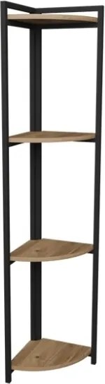 Libreria Angolare 4 Ripiani 30x30x160 Stile Industrial Uma Rovere