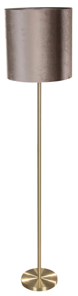 Lampada da terra ottone con paralume in velluto color talpa 50cm - Simplo