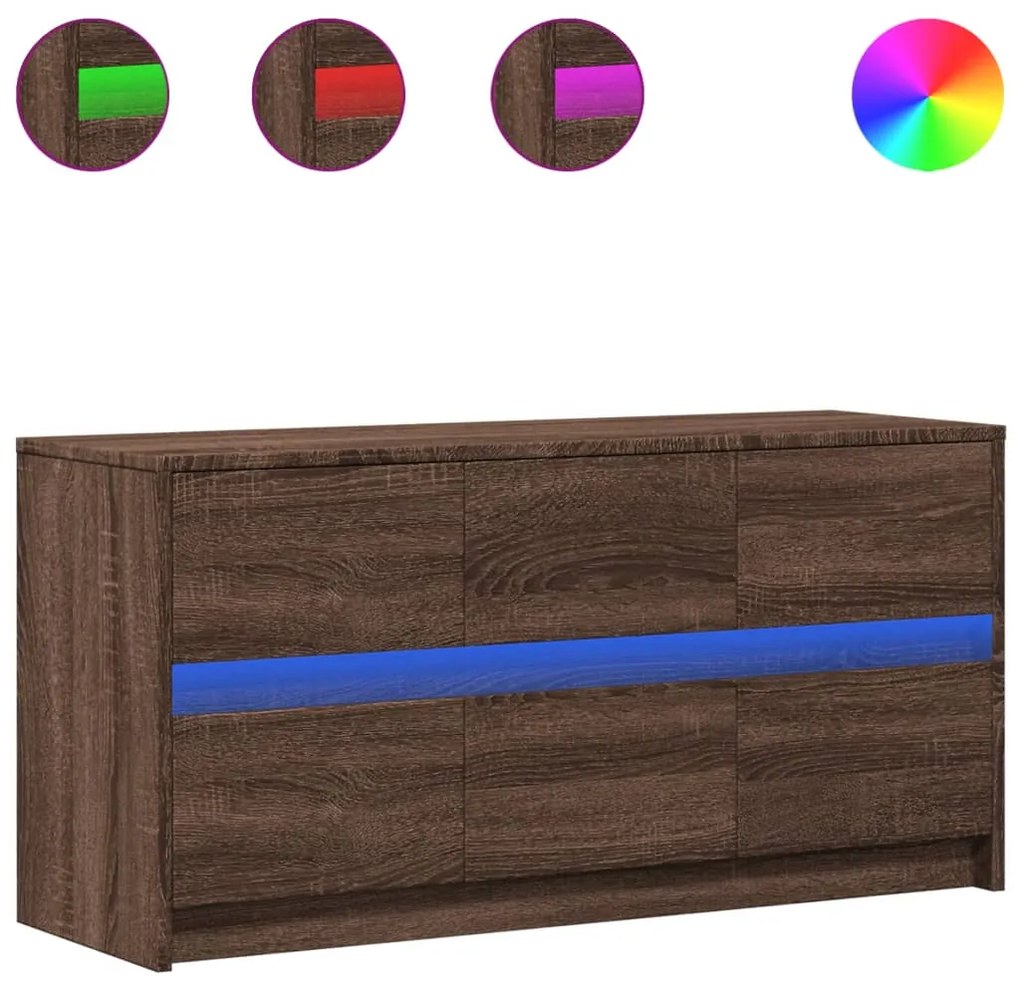 Mobile porta tv con led rovere marrone 100x34x50 cm truciolato