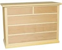 Cassettiera classica 5 cassetti in legno grezzo 120x50x85 - Mobili 2G