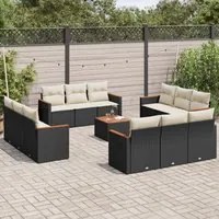 Set Divani da Giardino 13pz con Cuscini Nero in Polyrattancod mxl 113046