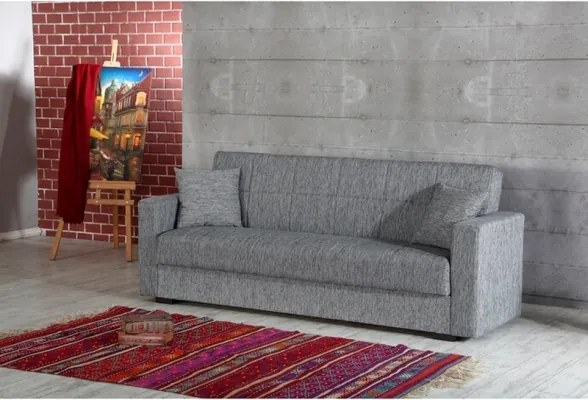 Divano Letto 3 Posti Contenitore 212x80x87 Tessuto Grigio Nora Lumos
