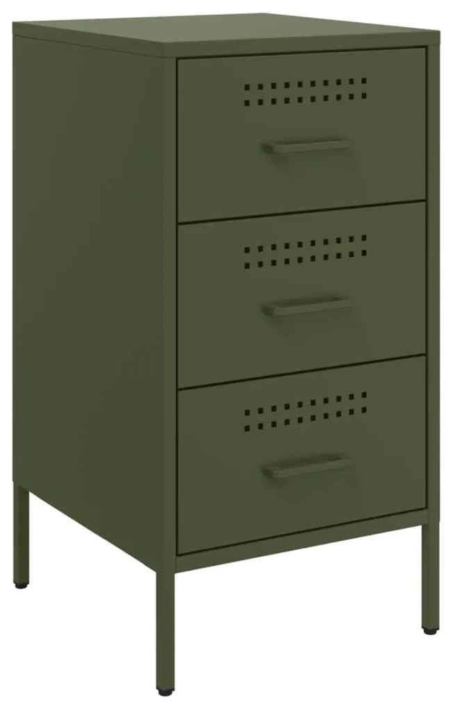 Comodini 2 pz verde oliva 36x39x68 cm acciaio laminato a freddo