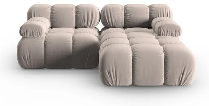 Divano angolare componibile in marrone chiaro (con penisola a destra) con rivestimento in velluto Bellis – Micadoni