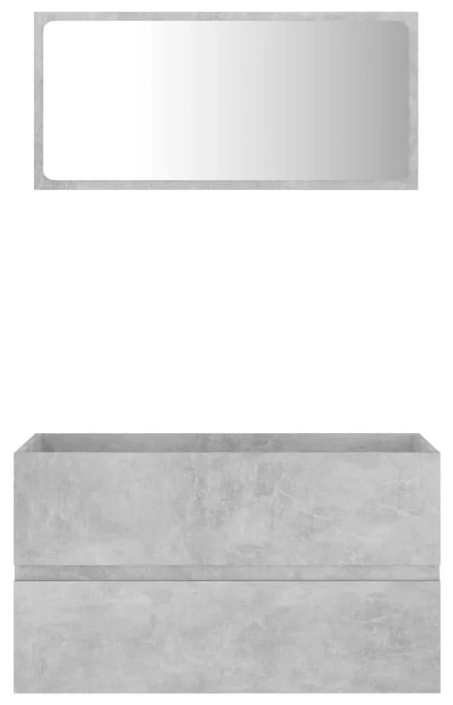 Set mobili da bagno 2 pz grigio cemento in truciolato