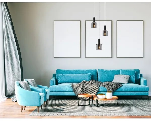 ITALUX PND-65342-3-BK+SG - Lampadario a sospensione con filo SANTIA 3xE27/40W/230V nero