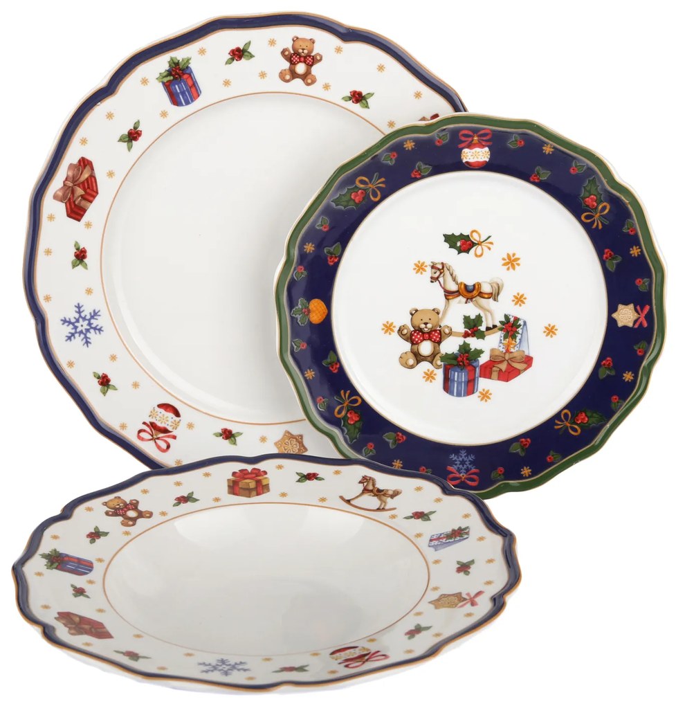 Set 3 pezzi posto tavola regali Natale in porcellana