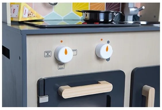 Janod - Cucina in legno con piano cottura a LED MOZAIC 2xLR6