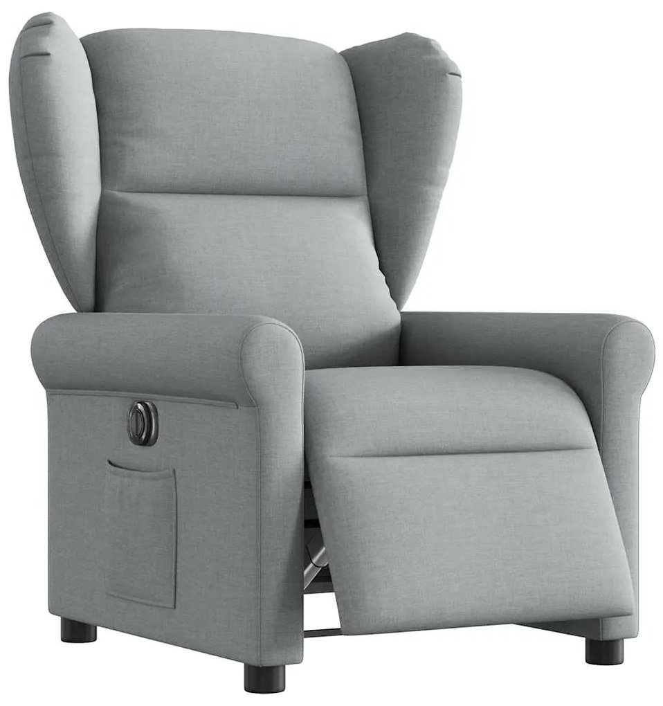 Poltrona Elettrica Reclinabile Grigio Chiaro İn Tessuto /