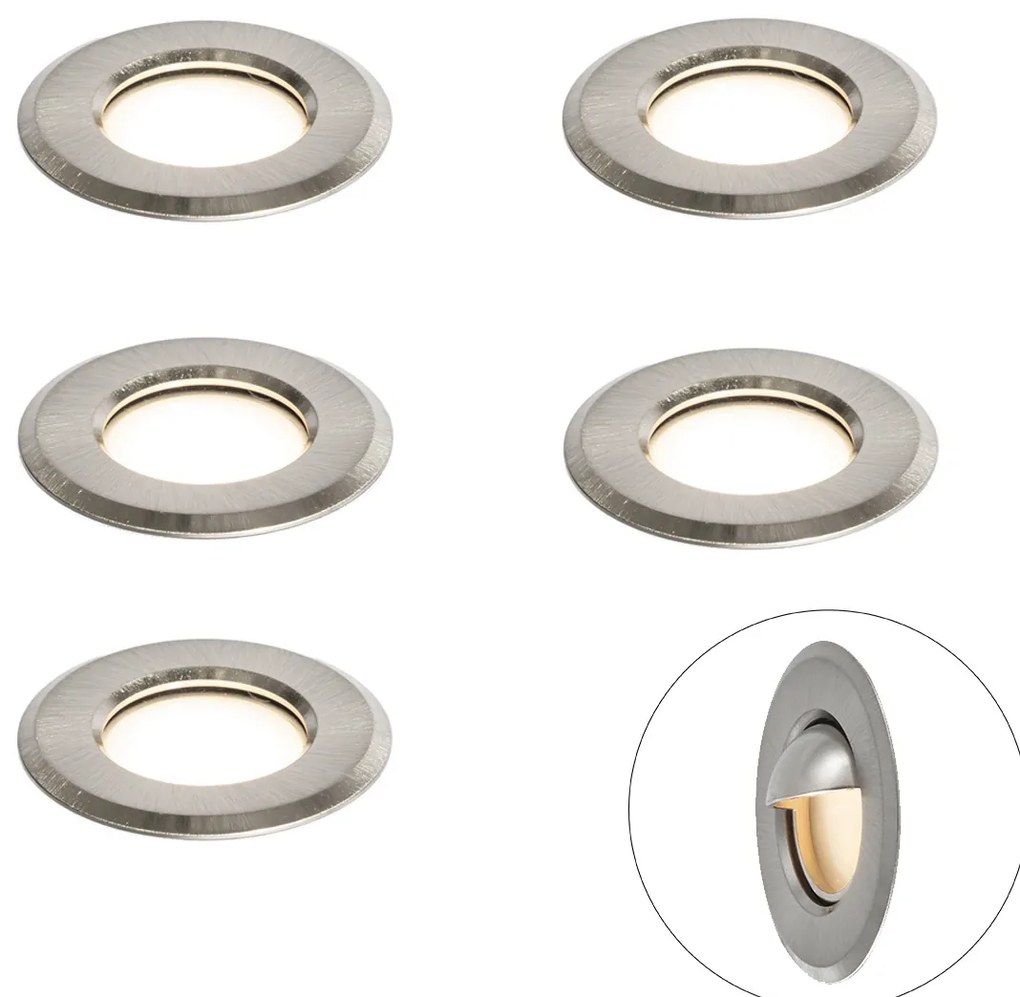 Set di 5 faretti da incasso moderni in alluminio con LED IP67 - Linsey