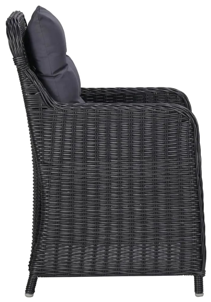 Set da pranzo da giardino 7 pz in polyrattan nero