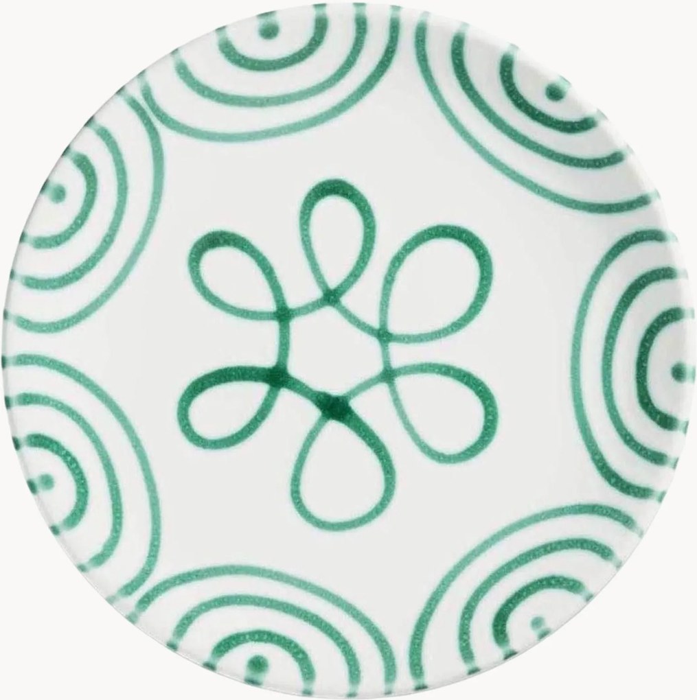 Piatto da dessert fatto a mano Green Flamed Cup