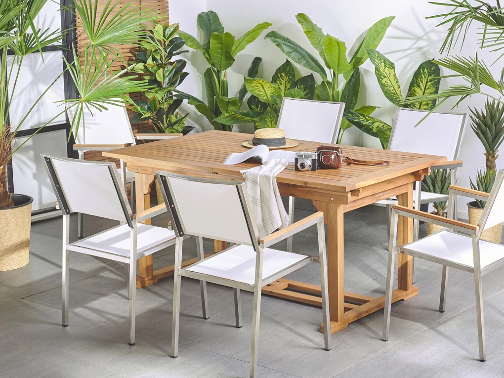 Tavolo da giardino legno chiaro 160/220 x 90 cm JAVA Beliani
