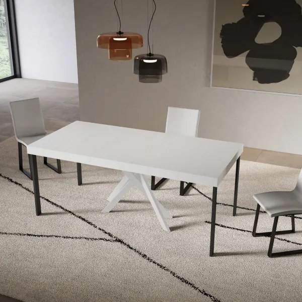 Consolle allungabile Libo Premium Small - Bianco frassino gambe bianche 90x40/196 cm