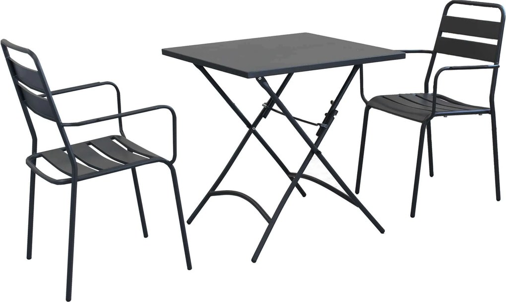 ROMANUS - set tavolo in metallo cm 70 x 70 x 72 h con 2 poltrone Romanus