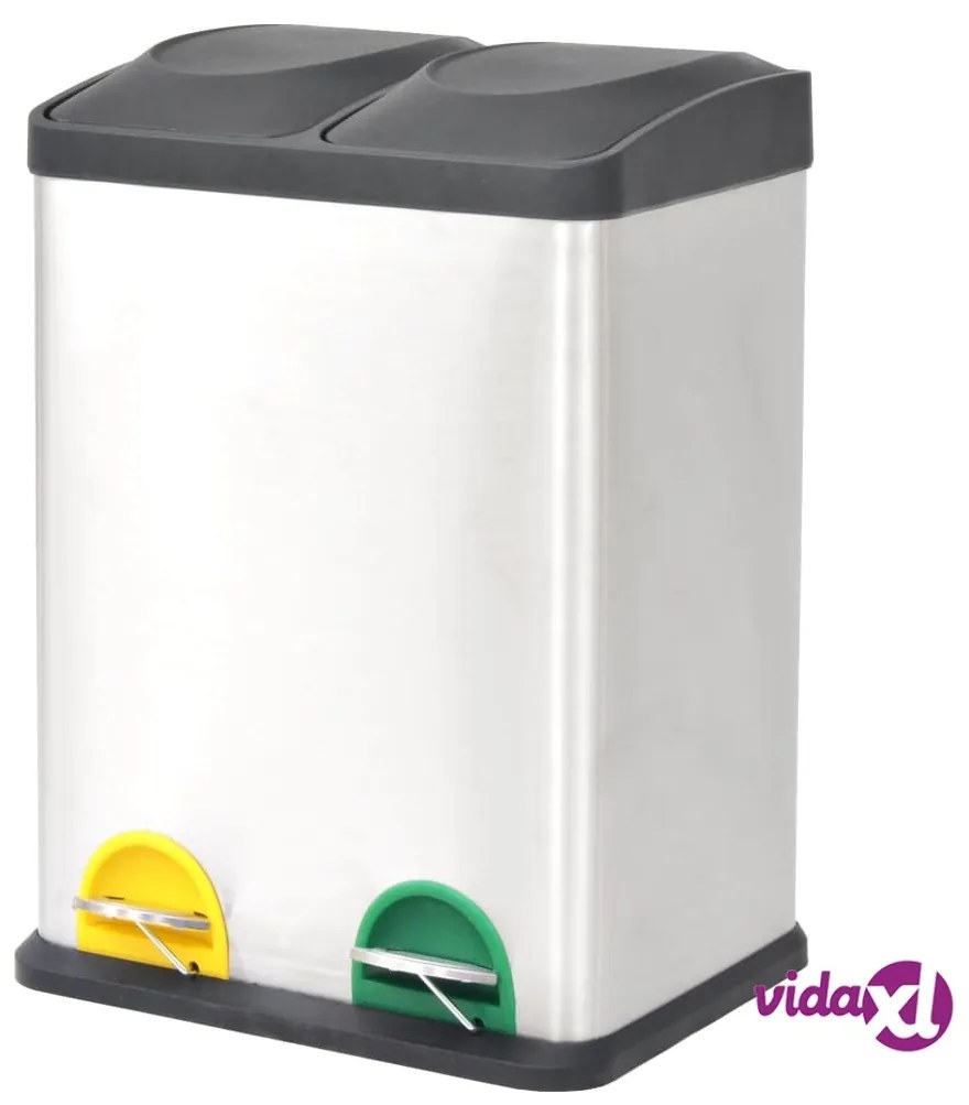 vidaXL Pattumiera a Pedale per Riciclo in Acciaio Inossidabile 36 L