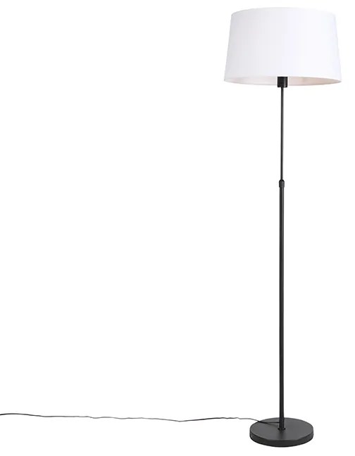 Lampada da terra nera con paralume in lino bianco 45 cm regolabile - Parte