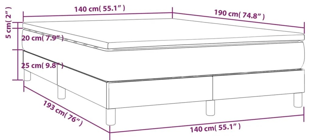 Giroletto a Molle con Materasso Tortora 140x190 cm in Tessuto