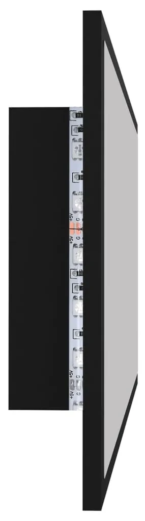 Specchio da bagno a led nero 90x8,5x37 cm in acrilico