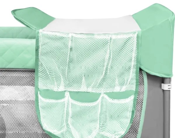 Lionelo - Lettino da viaggio FLOWER Turchese