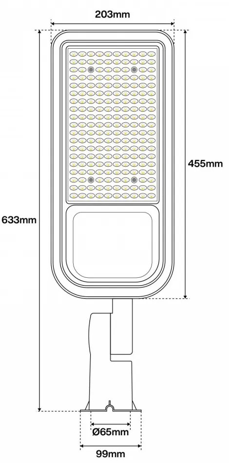 Armatura stradale 150W LED OSRAM chip IP65, asimm. 70x140° - 145lm/W Colore Bianco Freddo 5.700K