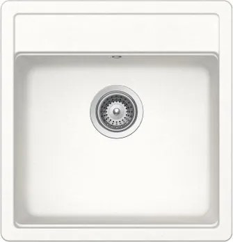 Lavello sopratop 1 vasca in quarzo bianco SCHOCK Nemo N100 S CRISTALITE® L49 x P51 cm