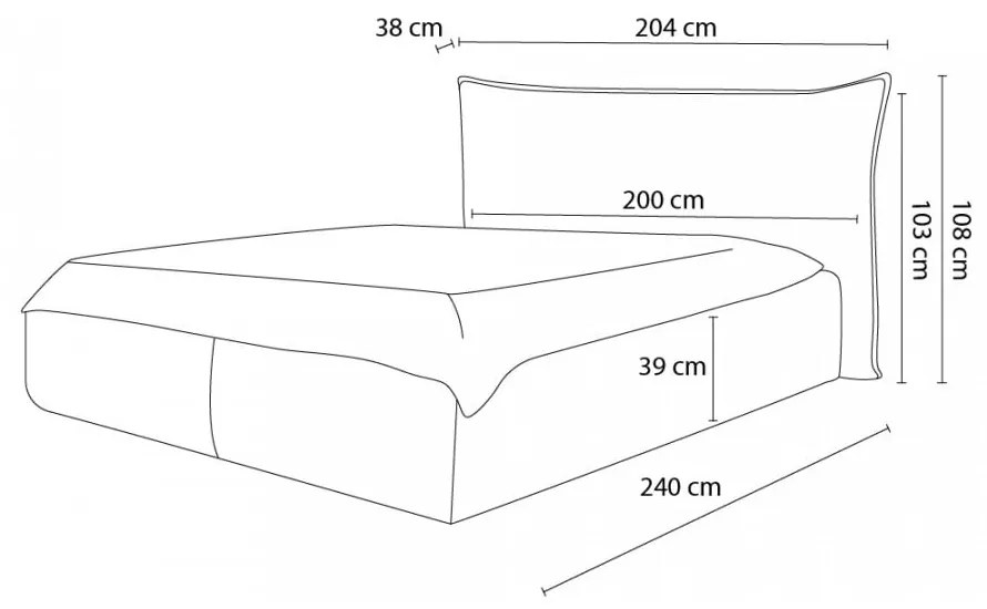 Letto matrimoniale imbottito beige con contenitore con griglia 160x200 cm Jade - Bobochic Paris