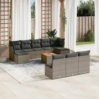 Set Divani da Giardino 11 pz con Cuscini in Polyrattan Grigio 3256200