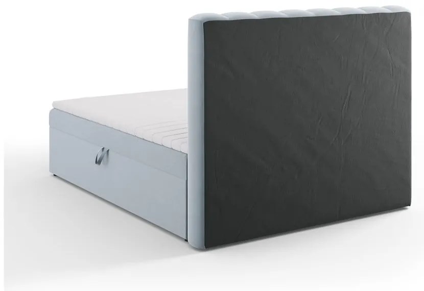 Letto boxspring azzurro con contenitore 160x200 cm Gina - Milo Casa