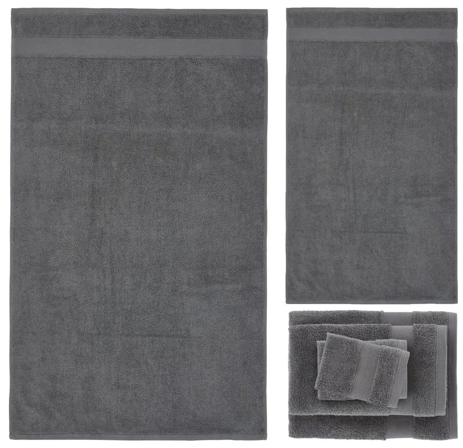 Set di asciugamani per viso e corpo tipo terry grigio scuro in cotone 6 pz Anti-Bacterial – Catherine Lansfield