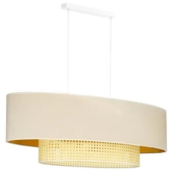 Duolla - Lampadario a sospensione con filo DOUBLE OVAL RATTAN 2xE27/15W/230V color crema/rattan