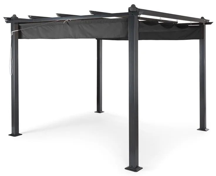 blumfeldt Pantheon 3x3 Pergola Tettoia 3x3m Alluminio Tenda da Sole Poliestere grigio