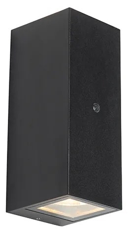 Lampada da parete nera 2 luci IP44 con sensore crepuscolare - Baleno II