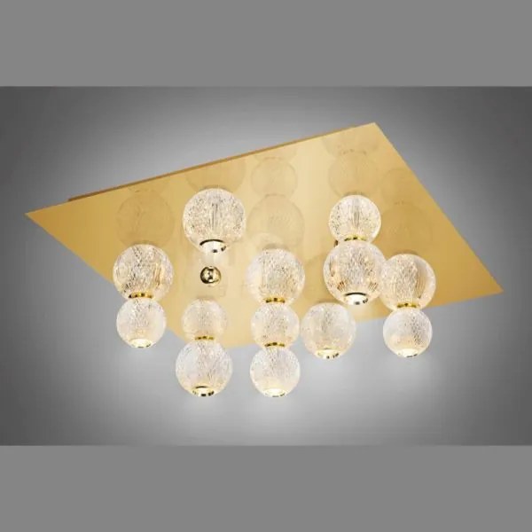 Diamante plafoniera quadrata, acrilico trasparente, cornice oro bri...