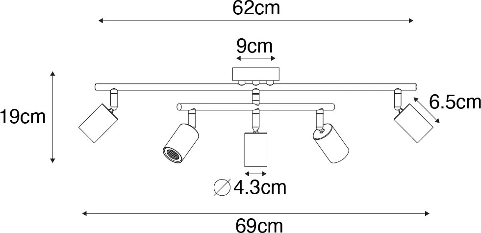 Faretto moderno nero 5 luci - Facil