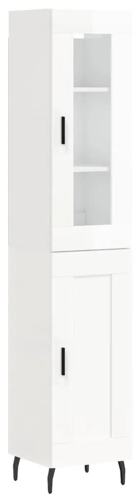 Credenza 34,5x34x180 cm in legno multistrato bianco lucido