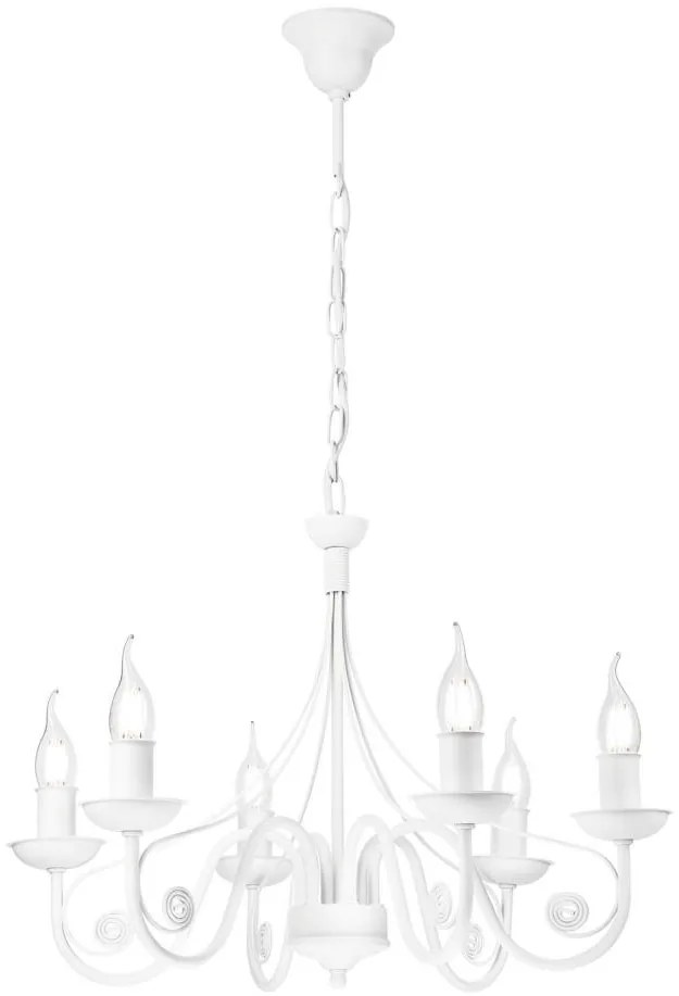 Lampadario a sospensione con catena DONATO 6xE14/40W/230V bianco