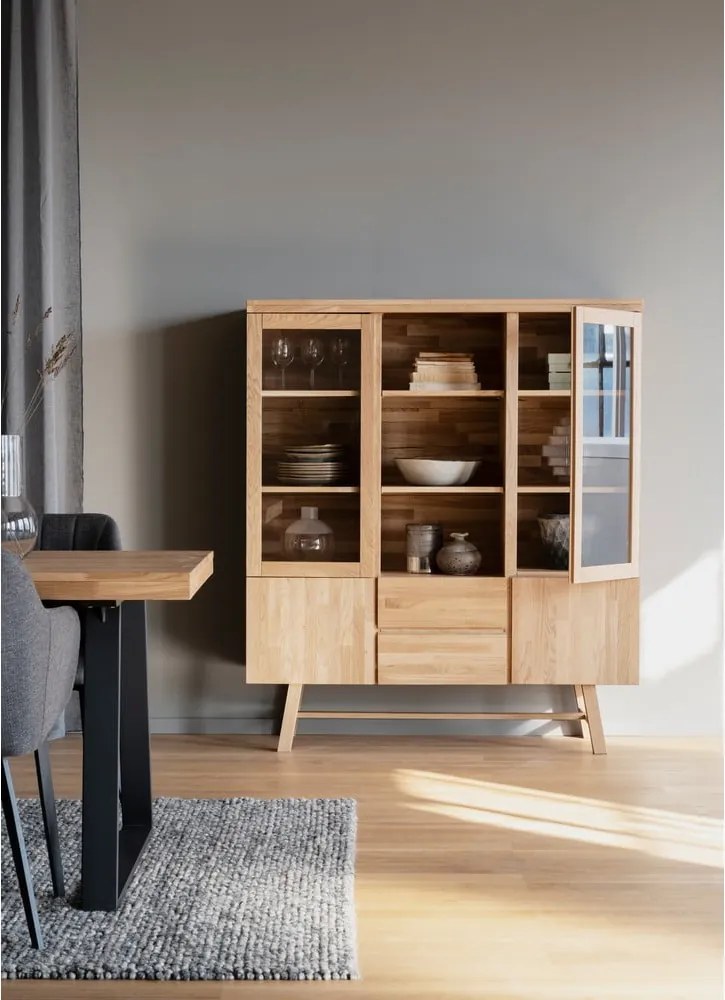 Vetrina in legno di quercia di colore naturale 130x150 cm Brooklyn - Rowico