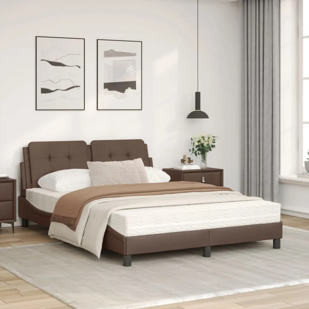 Letto con materasso marrone 120x200cm in similpelle