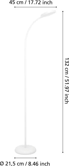 Eglo 902179 - Lampada da terra dimmerabile LAURO LED/5,5W/230V 2700/4000/6500K bianco