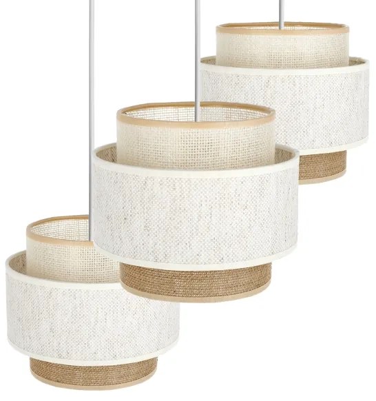 Lampada a sospensione con cavo BOHO 3xE27/60W/230V bianco/iuta
