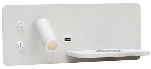 Immax 08285L-LED Applique con ripiano, USB e ricarica wireless LED/3W/230V + LED/3W