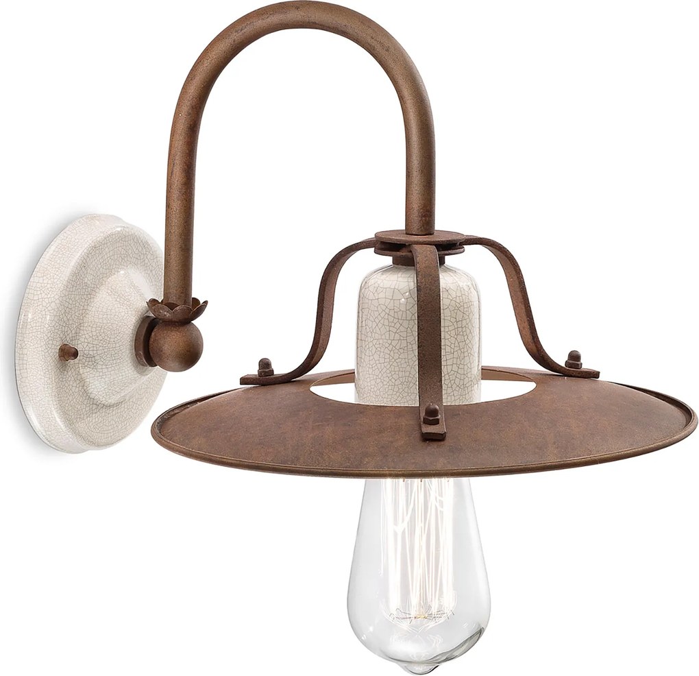 Applique Vintage Grunge Ferro E Ceramica Craquele' 1 Luce E27